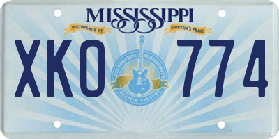 MS license plate XKO774