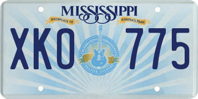 MS license plate XKO775