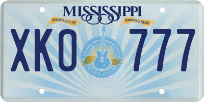 MS license plate XKO777