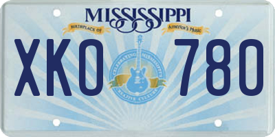 MS license plate XKO780