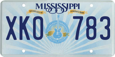 MS license plate XKO783
