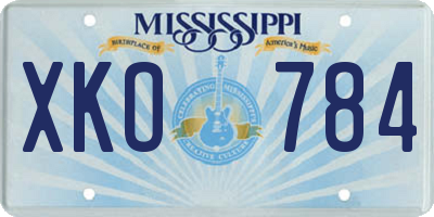 MS license plate XKO784