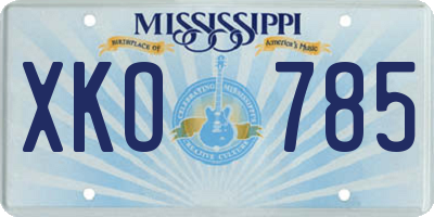 MS license plate XKO785