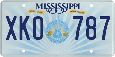 MS license plate XKO787