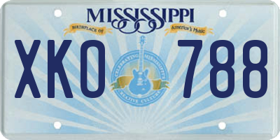 MS license plate XKO788