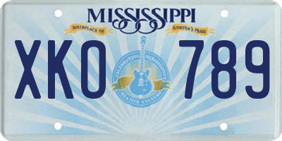 MS license plate XKO789