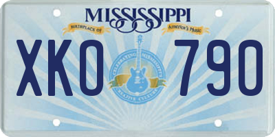 MS license plate XKO790