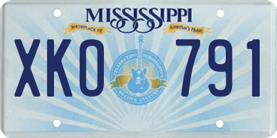 MS license plate XKO791