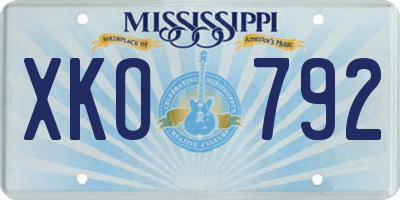 MS license plate XKO792