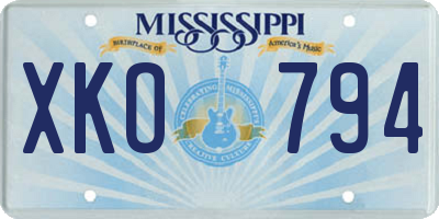 MS license plate XKO794