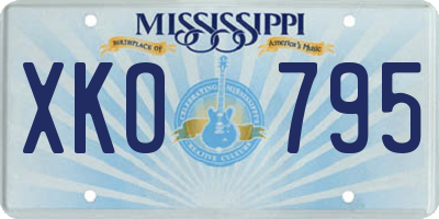 MS license plate XKO795