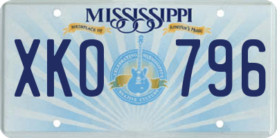 MS license plate XKO796