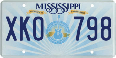 MS license plate XKO798