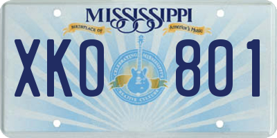 MS license plate XKO801