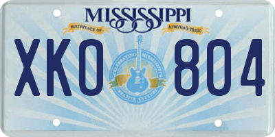 MS license plate XKO804