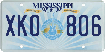 MS license plate XKO806