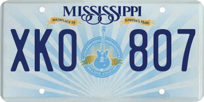 MS license plate XKO807