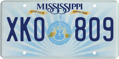 MS license plate XKO809