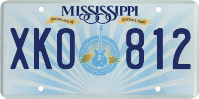 MS license plate XKO812