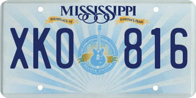 MS license plate XKO816