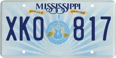 MS license plate XKO817
