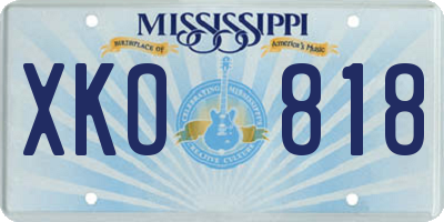 MS license plate XKO818