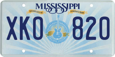 MS license plate XKO820