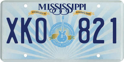MS license plate XKO821