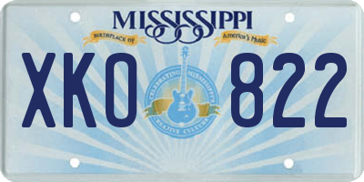 MS license plate XKO822