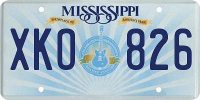 MS license plate XKO826