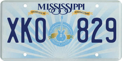 MS license plate XKO829