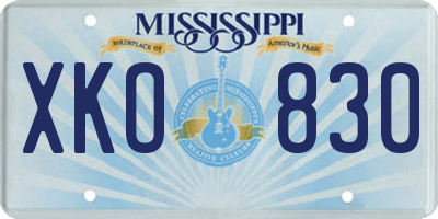 MS license plate XKO830
