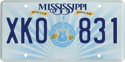 MS license plate XKO831