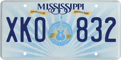 MS license plate XKO832