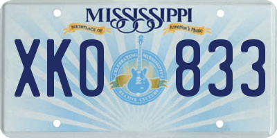 MS license plate XKO833