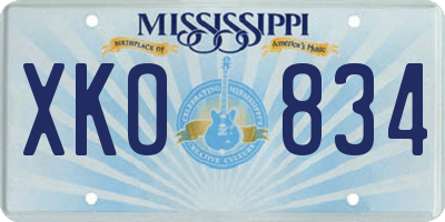 MS license plate XKO834
