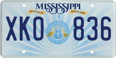 MS license plate XKO836