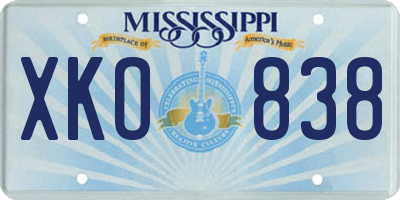MS license plate XKO838