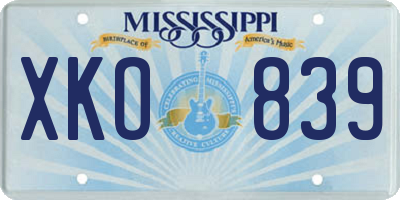 MS license plate XKO839