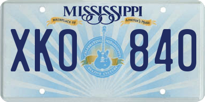 MS license plate XKO840