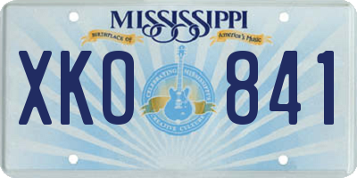 MS license plate XKO841
