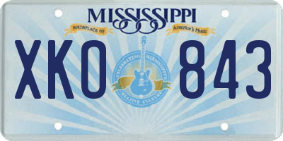 MS license plate XKO843