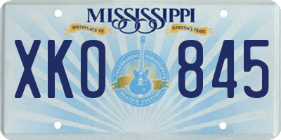 MS license plate XKO845