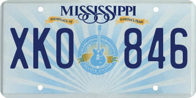 MS license plate XKO846
