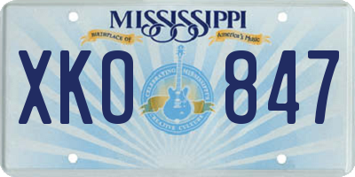 MS license plate XKO847