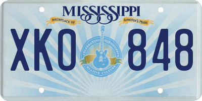 MS license plate XKO848