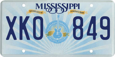 MS license plate XKO849