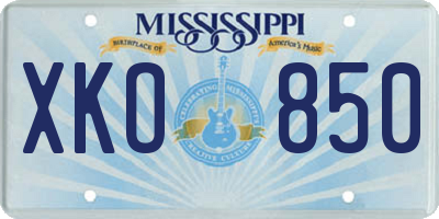 MS license plate XKO850