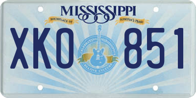 MS license plate XKO851
