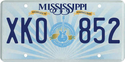 MS license plate XKO852